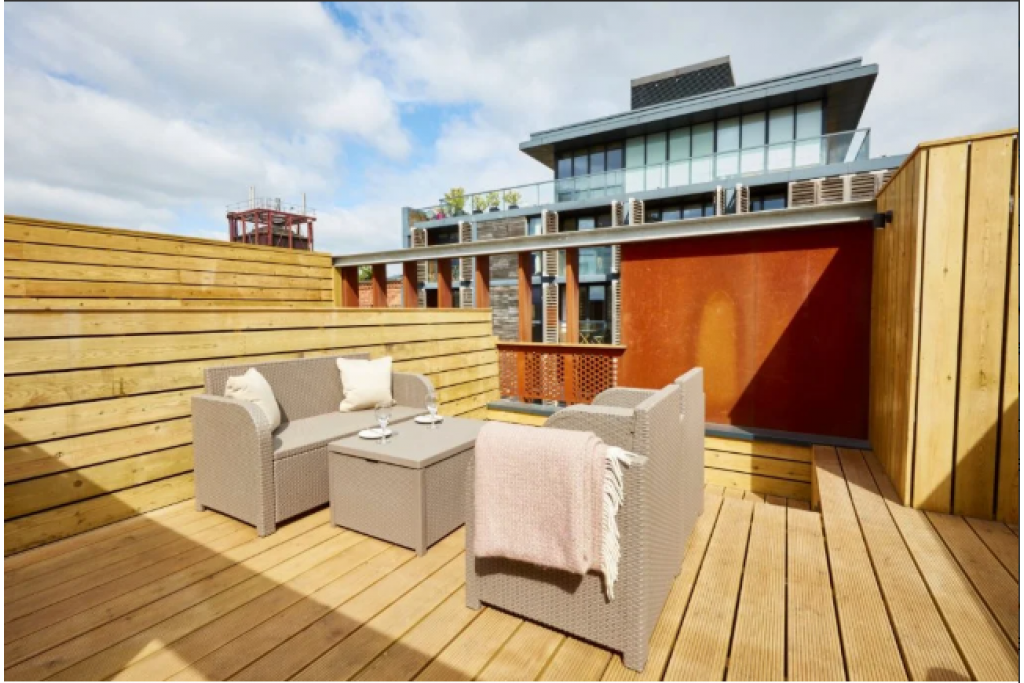 Spacious and Stylish Group Accommodation with Private Roof Terrace in the Heart of Manchester